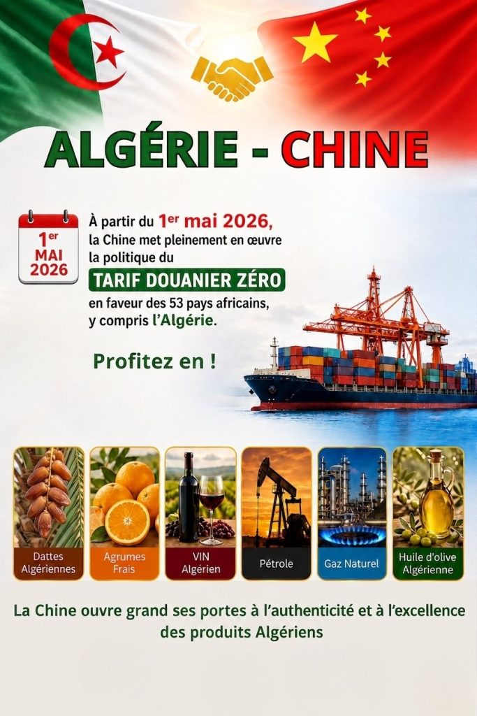 La Chine : Zéro droits de douane pour les 53 pays africains et ouvre son marché aux produits algériens