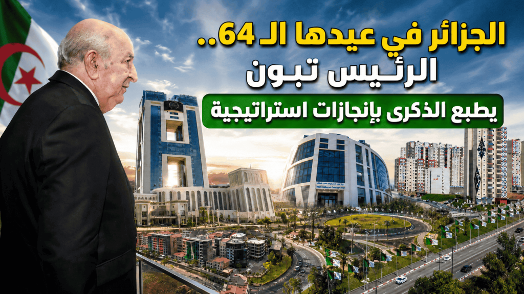 الجزائر في عيدها الـ64.. الرئيس تبون يطبع الذكرى بإنجازات استراتيجية