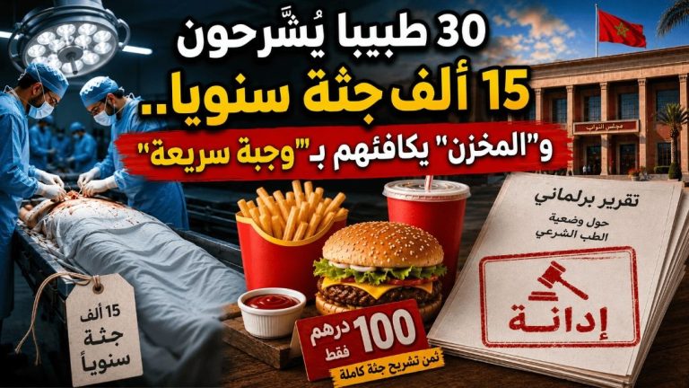 المغرب: 30 طبيبًا يُشرِّحون 15 ألف جثة سنويًا.. والمخزن يكافئهم بـ”وجبة سريعة”