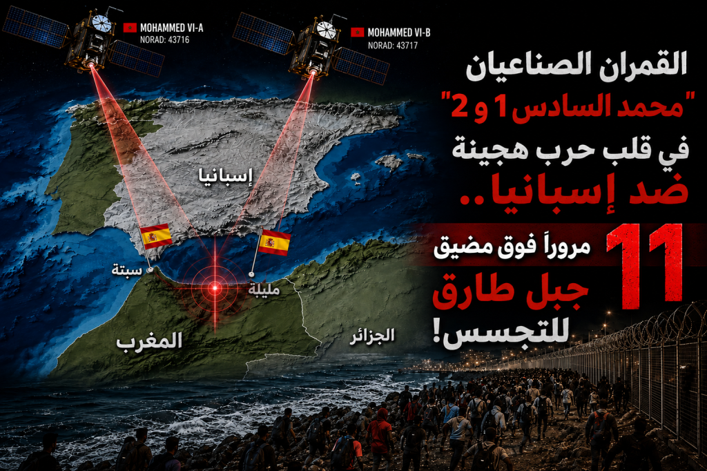 القمران الصناعيان”محمد السادس 1و2″ في قلب حرب هجينة ضد إسبانيا.. 11 مرورًا فوق مضيق جبل طارق للتجسس!