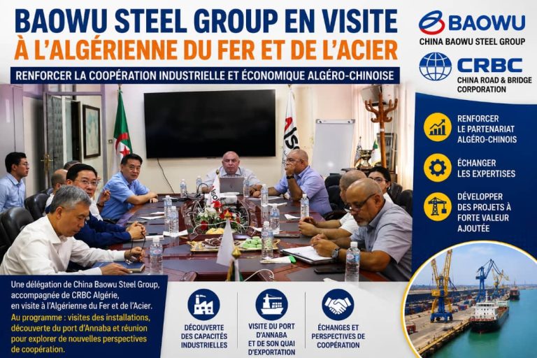 Algérie–Chine : une délégation de Baowu Steel Group en visite à l’Algérienne du Fer et de l’Acier