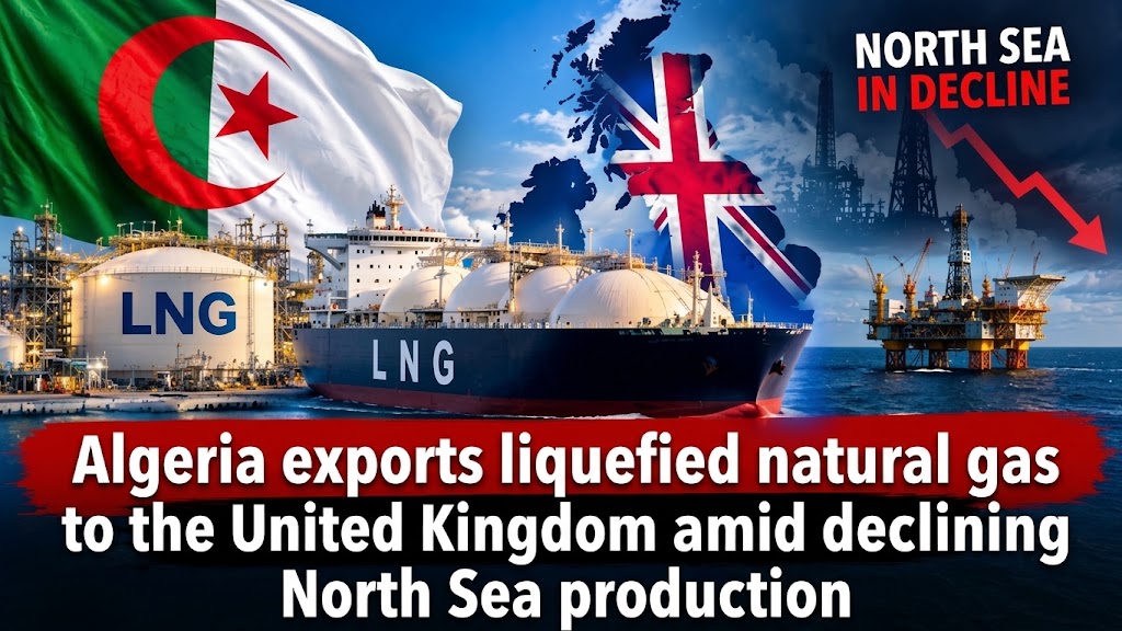 Algeria exports liquefied natural gas to the United Kingdom amid declining North Sea production