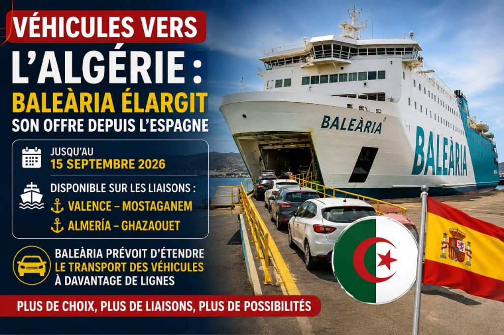 Véhicules vers l’Algérie : Baleària élargit son offre depuis l’Espagne