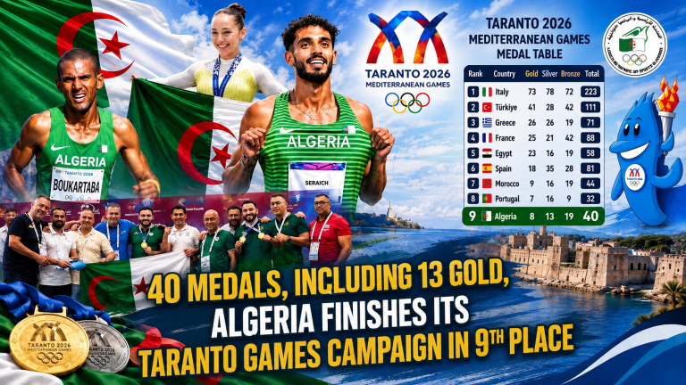 40 medals including 13 gold: Algeria finishes the Taranto Games in 9th place
